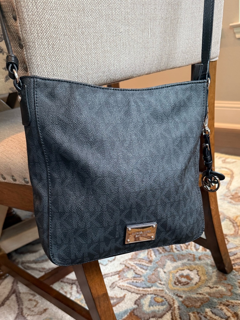 Michael Kors Black Signature Monogram Crossbody Messenger